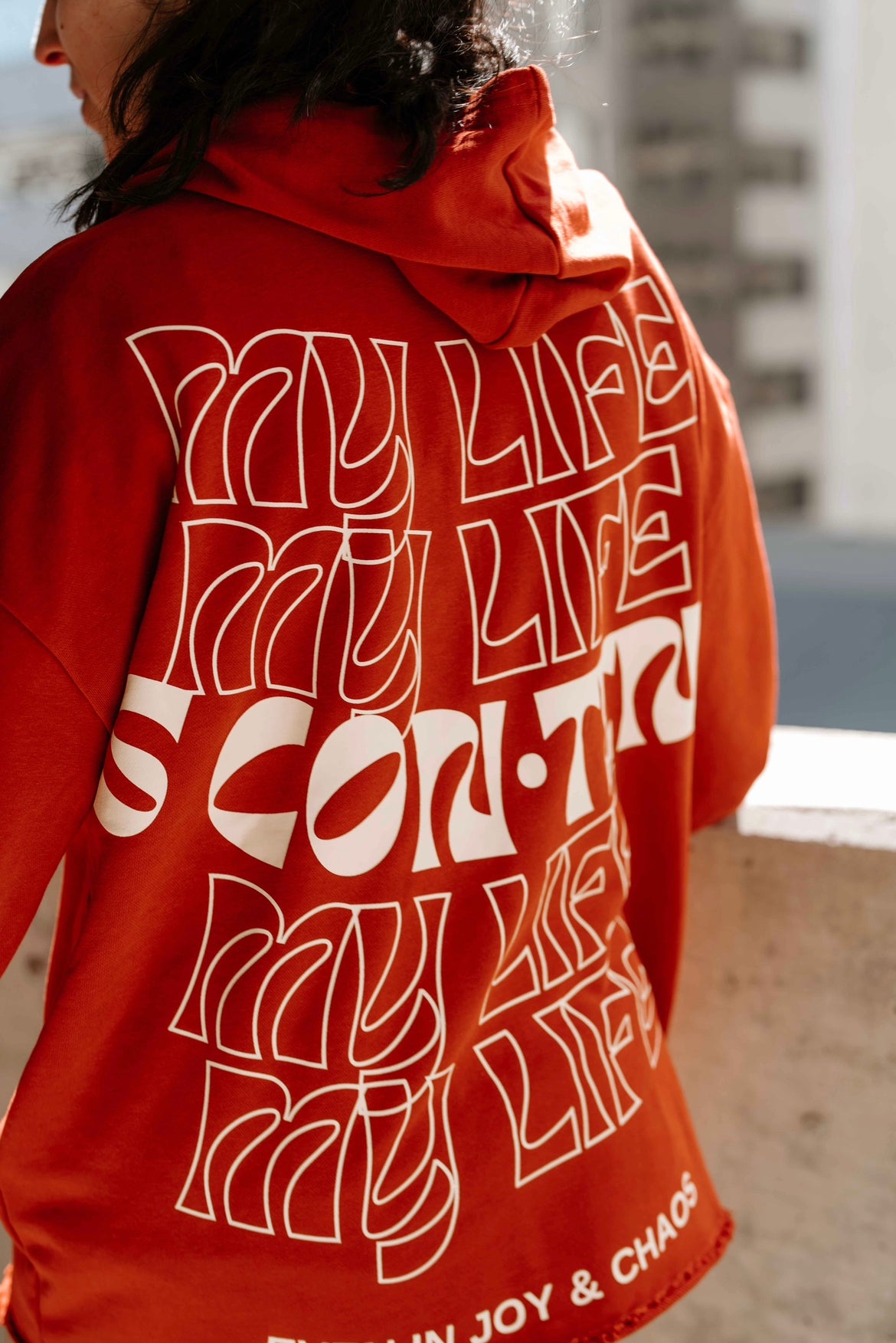 "MY LIFE IS CON·TENT" Unisex Christian Hoodie - Red